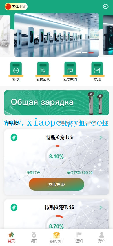 新UI新能源充电桩投资系统，海外投资理财。